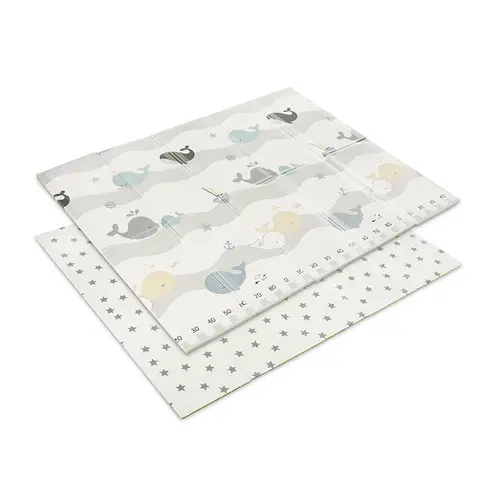 Covoras de joaca termic pentru copii Lorelli Waves & Stars, din spuma XPE, design cu doua fete, pliabil, 180 x 200 cm