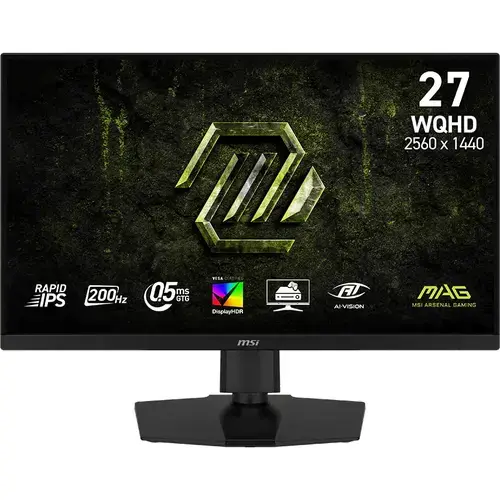 Monitor Gaming Fast IPS LED MSI MAG 274QPF E20, 27inch, WQHD (2560 x 1440), 200Hz, 0.5ms GtG, AMD FreeSync™ Premium, VESA DisplayHDR 400, HDMI, DisplayPort, Pivot (Negru)
