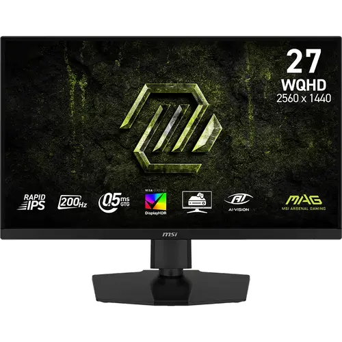 Monitor Gaming Fast IPS LED MSI MAG 274QPF E20, 27inch, WQHD (2560 x 1440), 200Hz, 0.5ms GtG, AMD FreeSync™ Premium, VESA DisplayHDR 400, HDMI, DisplayPort, Pivot (Negru)