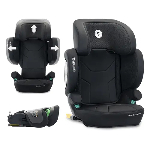 Scaun auto pentru copii Lorelli Growgo, Isofix, pliabil, protectii laterale extensibile, spatar reglabil, tetiera reglabila, 100-150 cm, 3-12 ani, Negru