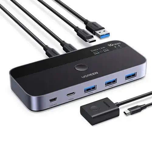 Switch USB UGREEN CM691 (45784), 3 x USB-A 3.2 - 1 x USB-C - 1 x miniUSB (Negru)
