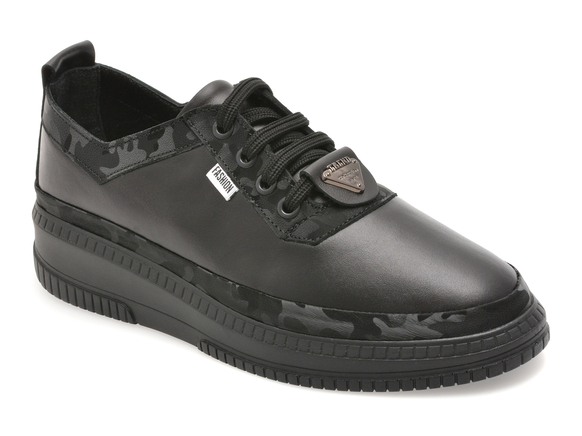 Pantofi GOLD DEER negri, 212668, din piele naturala