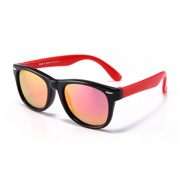 Ochelari De Soare Copii Techsuit D802, Polarizati, Protectie UV, Negri Roz