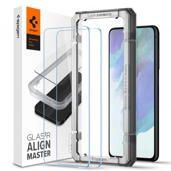 Folie de protectie Ecran Spigen GlastR Align Master pentru Samsung Galaxy S21 FE 5G G990, Sticla Securizata, Full Glue, Set 2 bucati AGL03088