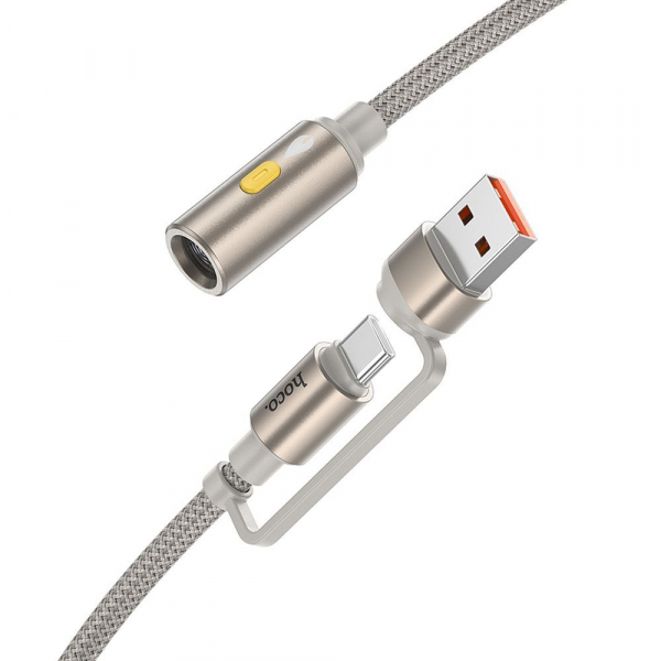 Bricheta Electrica HOCO UA38B, USB-C / USB-A, 0.3m, Auriu