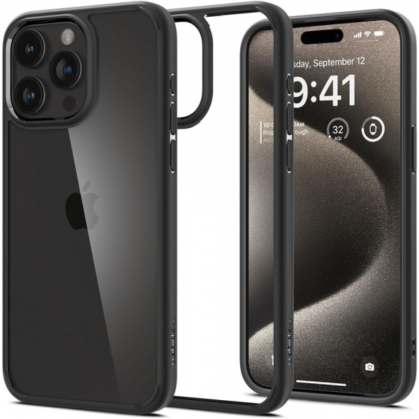 Husa pentru Apple iPhone 15 Pro Max, Spigen, Ultra Hybrid, Neagra Mata ACS06570