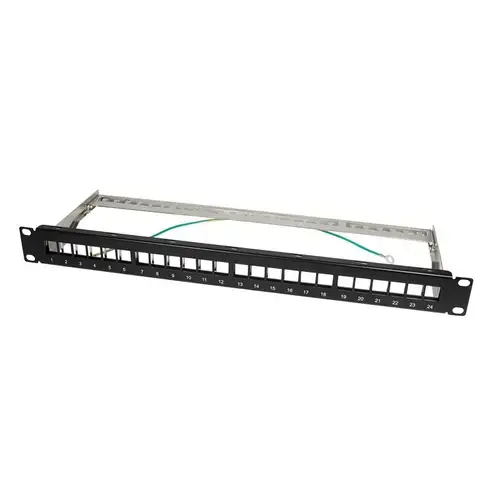 Modul pentru panou de conexiuni cu protectie, 24 porturi 1U, Negru