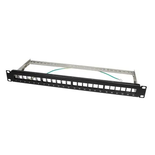 Modul pentru panou de conexiuni cu protectie, 24 porturi 1U, Negru