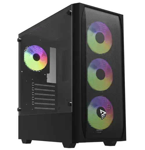 Carcasa Savio Noctis, iluminare RGB, Middle Tower, Fara sursa (Negru)