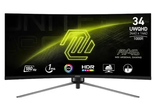 Monitor Gaming VA LED MSI MAG 34inch 345CQR, UWQHD (3440x1440), HDMI, DisplayPort, Ecran curbat, 180 Hz, 1 ms (Negru)