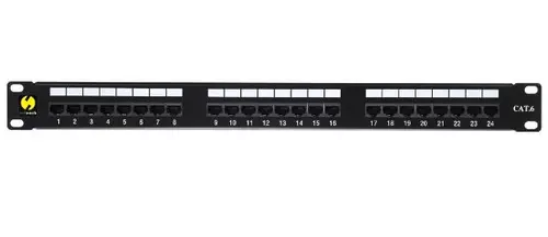Patch Panel Netrack 104-08, CAT.6, 24 Porturi (Negru)