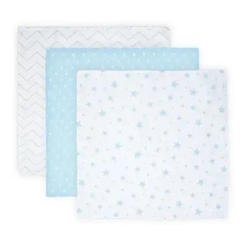 Set 3 scutece pled muselina, 80x80 cm, Lorelli Blue Mix