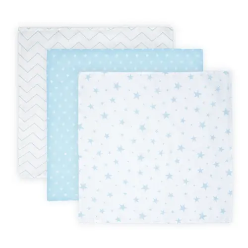 Set 3 scutece pled muselina, 80x80 cm, Lorelli Blue Mix