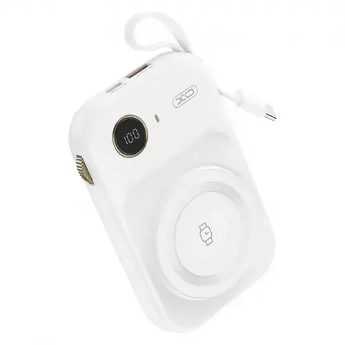 Baterie Externa Wireless XO Design PR270, 10000mAh, 22.5W, QC + PD + QI, 1 x QI - 1 x USB-A - 1 x USB-C, Alba