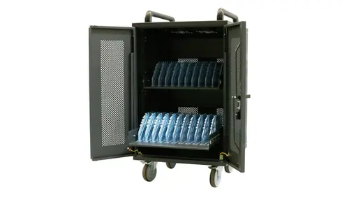Statie de incarcare Avtek 1MV048, pentru tablete si laptopuri de pana la 15.6inch, suporta pana la 20 de dispozitive, sistem de securizare cu cheie, cu protectie la supratensiune, sistem de racire incoporat, organizator de cabluri incorporat