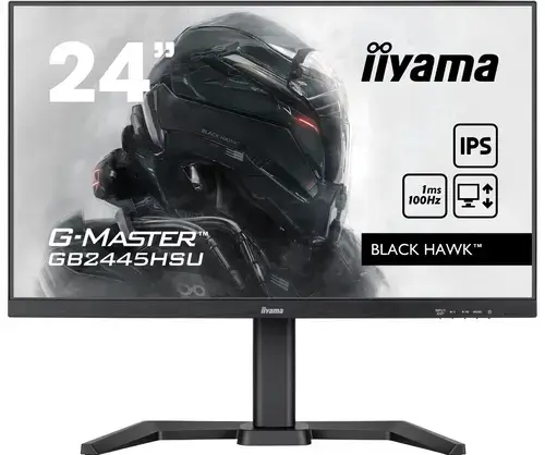 Monitor Gaming IPS LED Iiyama 24inch GB2445HSU-B1, Full HD (1920 x 1080), HDMI, DisplayPort, Boxe, Pivot, 100 Hz, 1 ms (Negru)