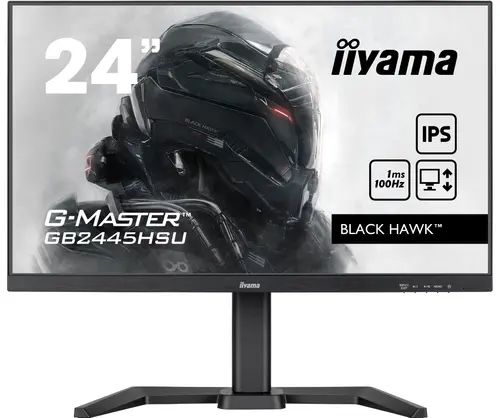 Monitor Gaming IPS LED Iiyama 24inch GB2445HSU-B1, Full HD (1920 x 1080), HDMI, DisplayPort, Boxe, Pivot, 100 Hz, 1 ms (Negru)