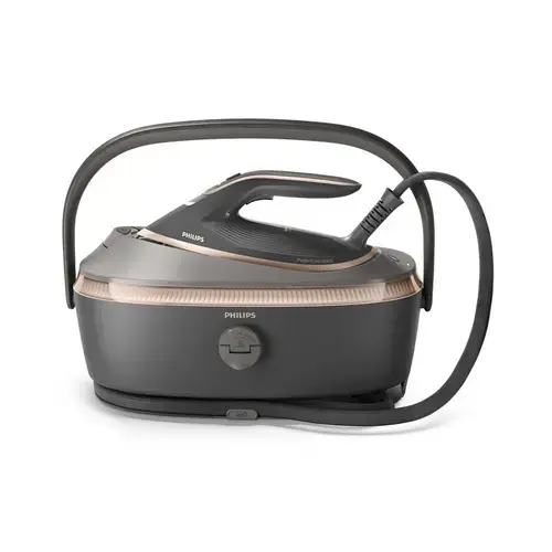 Statie de calcat Philips PerfectCare Steam Generator Seria 8000 PSG8200/80, 3120 W, 9 bar, Rezervor 1.4 l, Jet de abur 750 g/min, Talpa SteamGlide Elite (Gri/Roz)