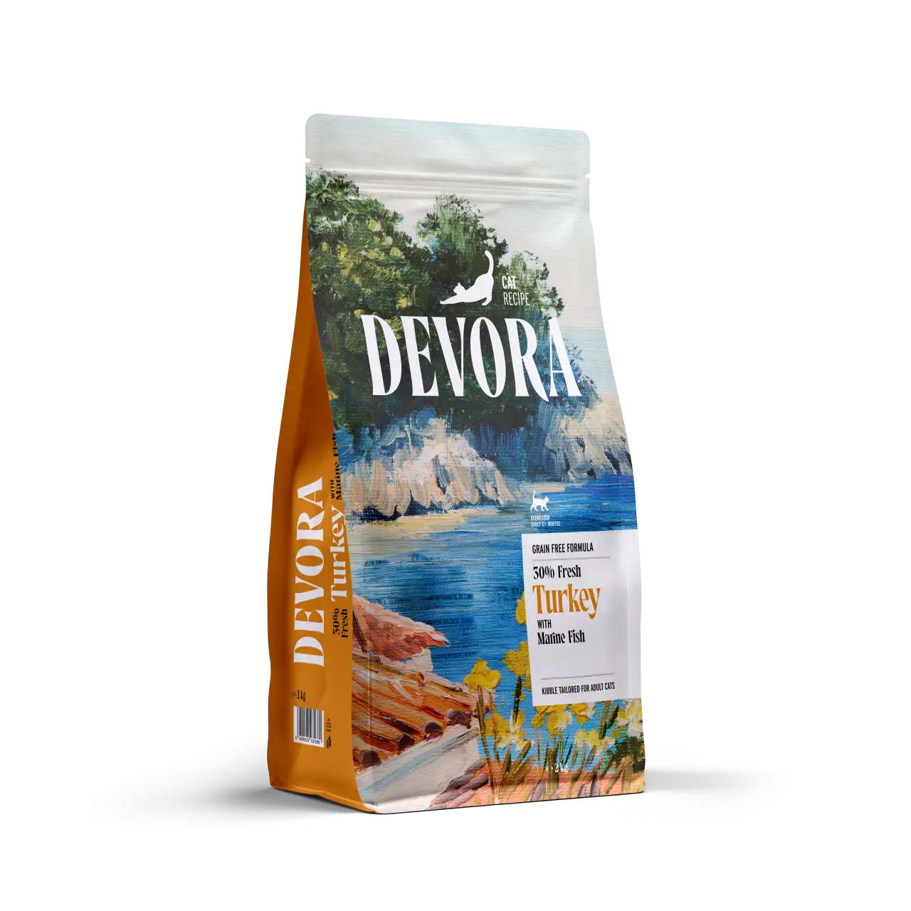 DEVORA GRAIN-FREE CAT ADULT STERILISED CURCAN SI HERING 2KG