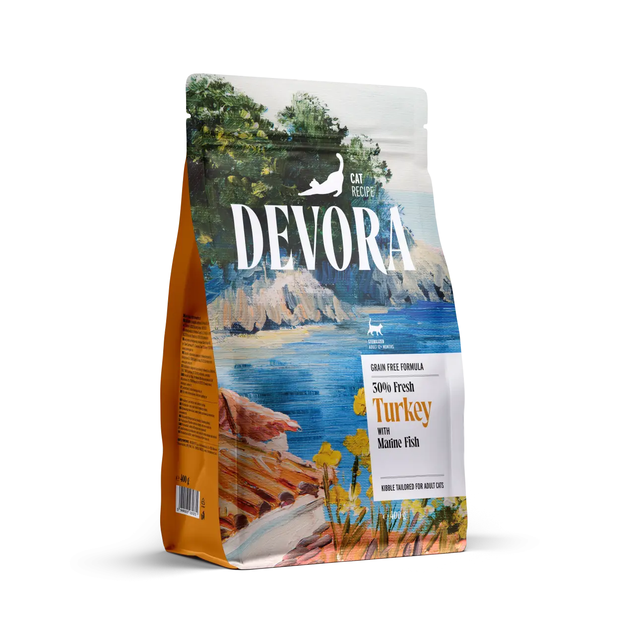 DEVORA GRAIN-FREE CAT ADULT STERILISED CURCAN SI HERING 400G