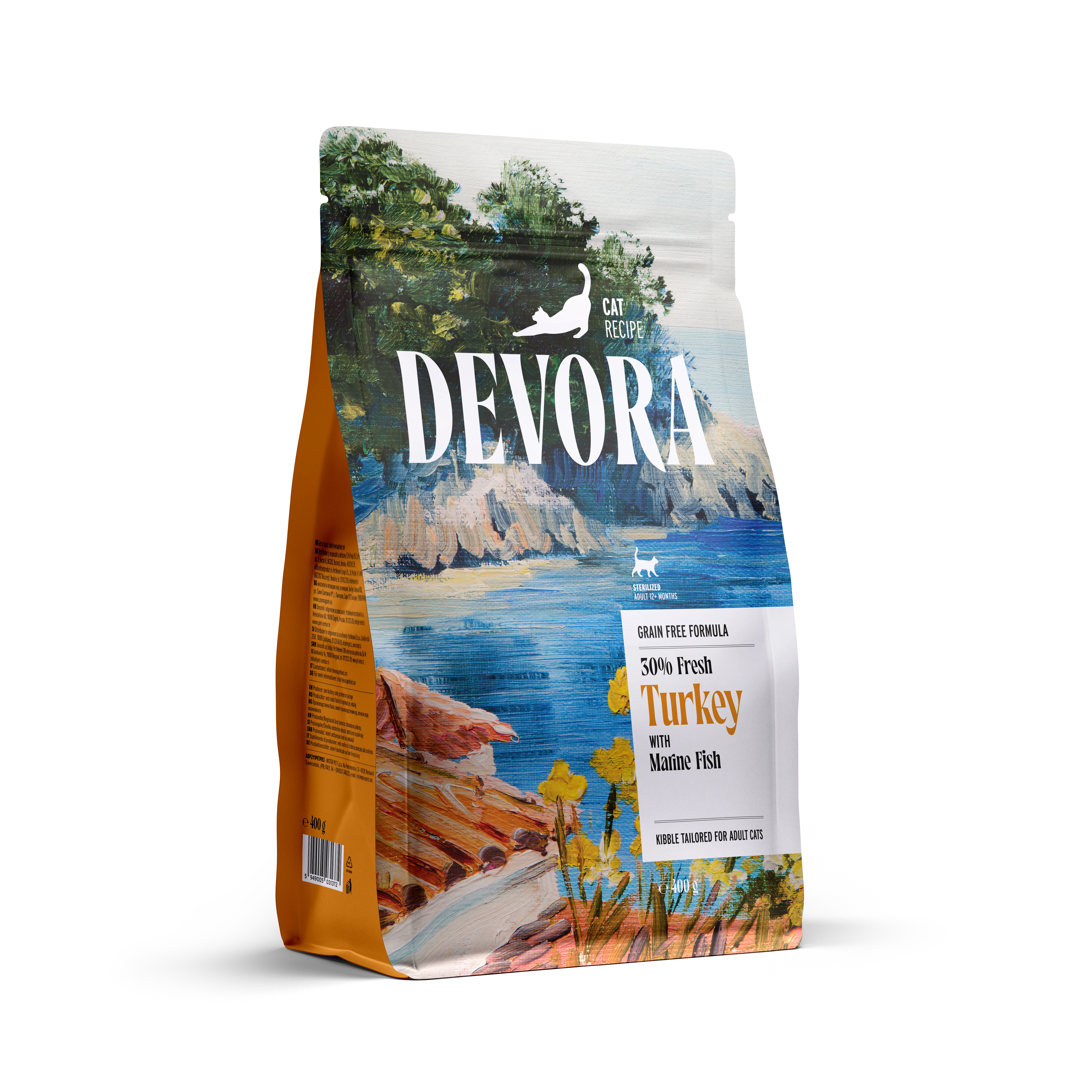 DEVORA GRAIN-FREE CAT ADULT STERILISED CURCAN SI HERING 400G