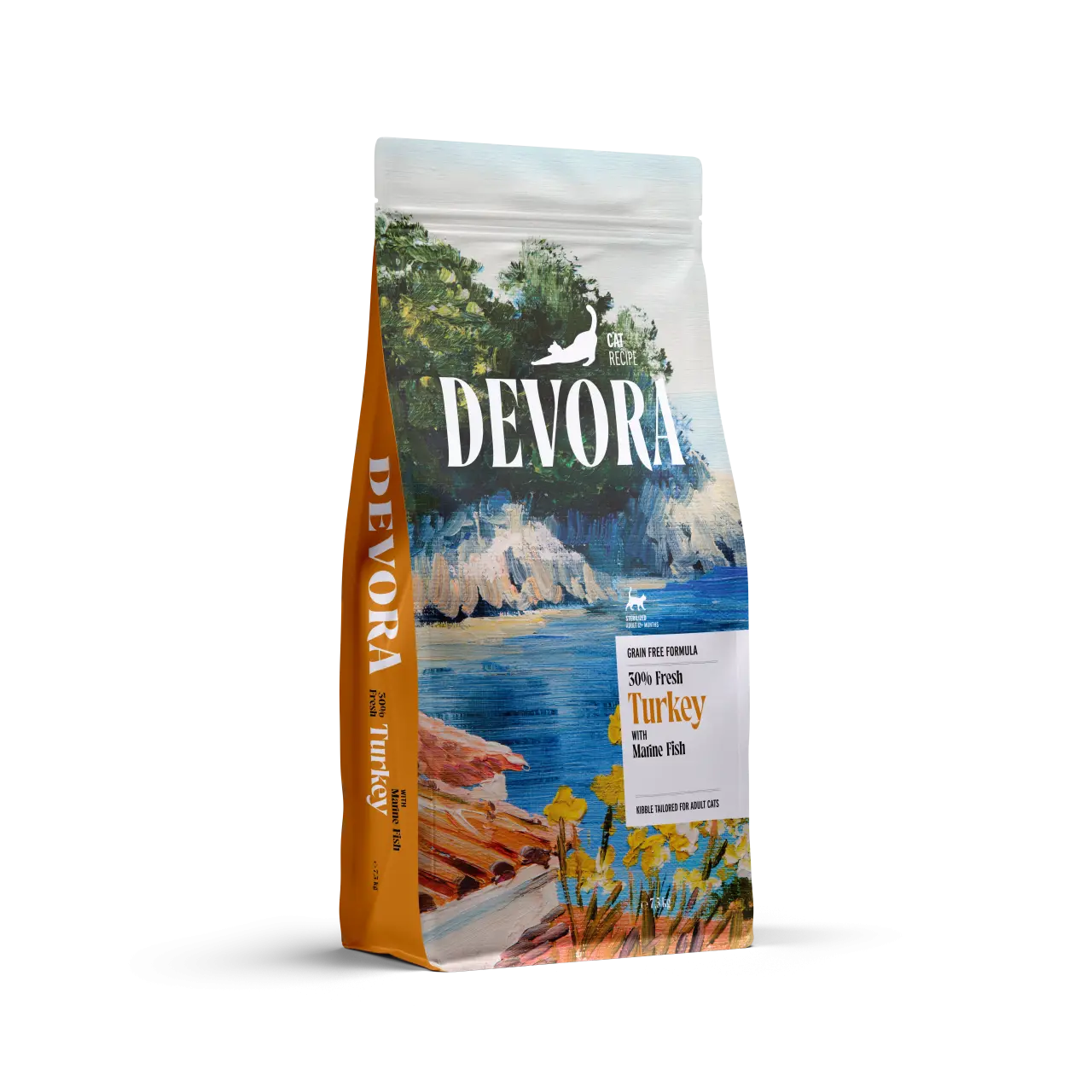 DEVORA GRAIN-FREE CAT ADULT STERILISED CURCAN SI HERING 7.5KG