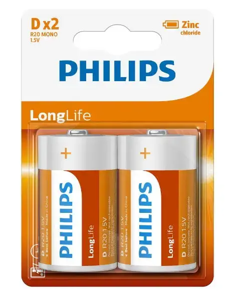Baterii Philips LongLife D 2-blister