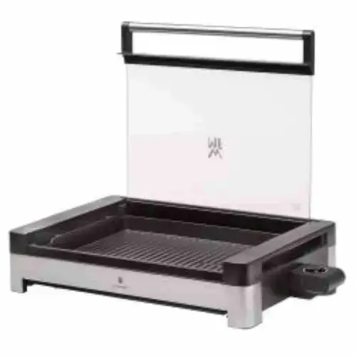 Gratar de masa cu capac din otel inoxidabil WMF Lono 415430011, 40 x 29 cm 2200W (Argintiu/Negru)