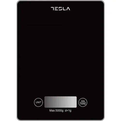 Cantar de bucatarie Tesla KS201B, 5kg, ecran LCD, functie Tara, Sticla (Negru)