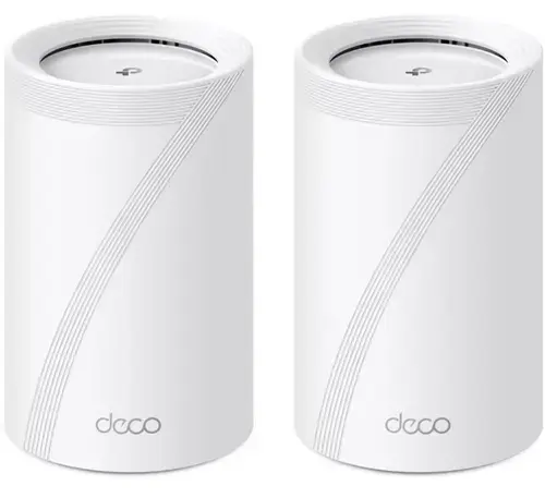 Sistem Wi-Fi Mesh TP-Link Deco BE65(2-pack), BE9300, Tri-Band, Wi-Fi 7, 4 porturi 2.5Gbps, MLO, HomeShield, cu acoperire pentru intreaga casa
