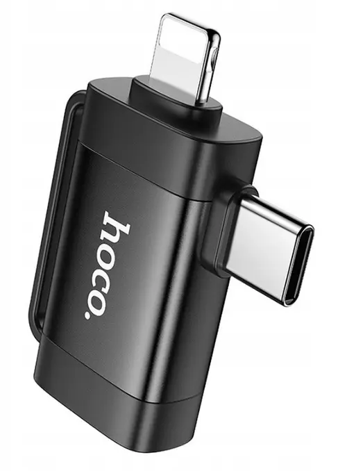 Adaptor OTG USB-A - USB-C / Lightning HOCO UA31F, Negru