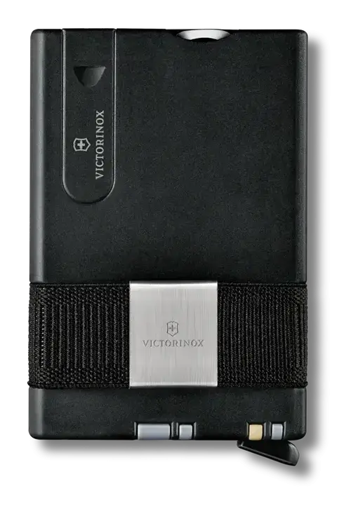 Portofel de carduri inteligent Victorinox Smart Card Wallet, 11 utilitati, Cardprotector, Moneyband, Lama, Foarfece, Pila, Surubelnita, Penseta, Pix presurizat (Gri)