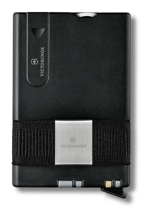 Portofel de carduri inteligent Victorinox Smart Card Wallet, 11 utilitati, Cardprotector, Moneyband, Lama, Foarfece, Pila, Surubelnita, Penseta, Pix presurizat (Gri)