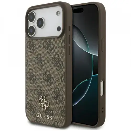 Husa MagSafe pentru Apple iPhone 17 Pro Max, Guess, 4G Small and Classic Logo, Maro