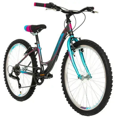 Bicicleta Copii DHS Modesty, roti 24 Inch, 6 viteze, Sistem franare V-brake, Gri