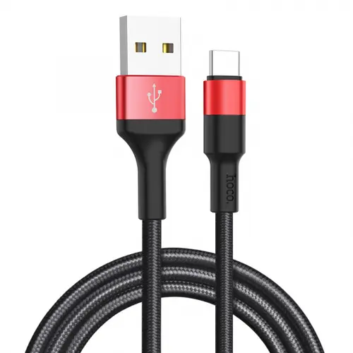 Cablu Date si Incarcare USB la USB Type-C HOCO X26 Xpress, 1 m, Negru Rosu