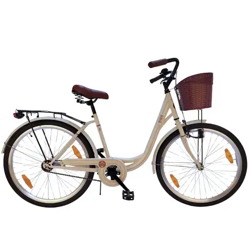 Bicicleta Oras DHS Maccina Avenue, roti 26 inch, cadru otel 430mm, franaV - Brake, Bej