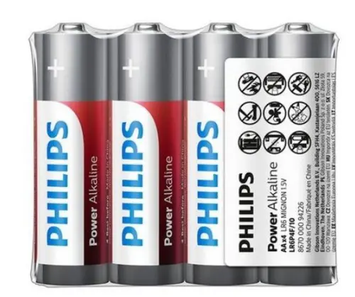 Baterii Philips Power Alkaline AA 4-foil w/ sticker
