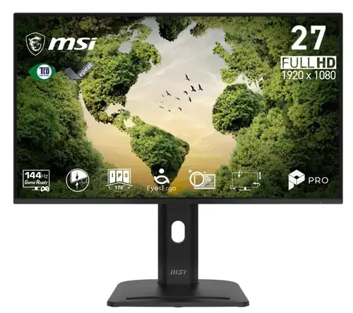 Monitor IPS LED MSI 27inch PRO MP275PGN E14, Full HD (1920 x 1080), VGA, HDMI, DisplayPort, Boxe, Pivot, 144 Hz, 1 ms (Negru)