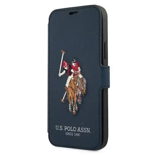 Husa de protectie US Polo Assn. Embroidery pentru iPhone 12 Pro Max, Piele ecologica (Albastru)