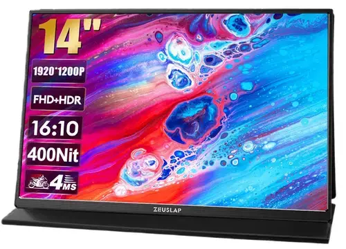 Monitor Portabil IPS LED Zeuslap 14inch Z14Lite, WUXGA (1920 x 1200), Mini HDMI, USB-C, 60 Hz, 4 ms (Negru)