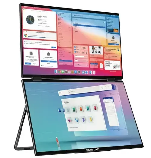 Monitor Portabil Dublu IPS LED Zeuslap 15.6inch Z15W, Full HD (1920 x 1080), HDMI, USB-C (Negru)
