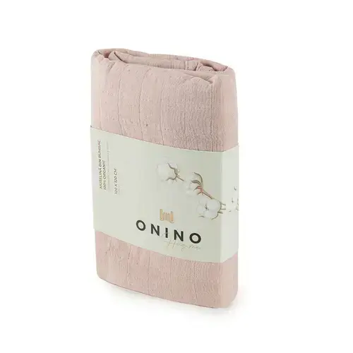 Muselina multifunctionala din bumbac 100% organic ONINO  HUG.me Warm Peach, 120 x 120 cm, certificata GOTS