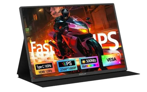 Monitor Portabil IPS LED Zeuslap 16inch P16K Pro, QHD (2560 x 1600), miniHDMI, USB-C, Boxe, 165 Hz, 3 ms (Negru)