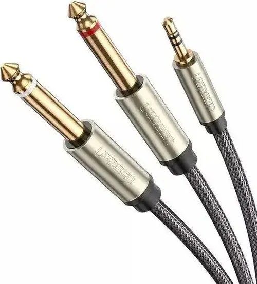 Cablu audio Ugreen AV128, Jack 3.5mm - Jack 6.3mm x2, 2m (Gri)