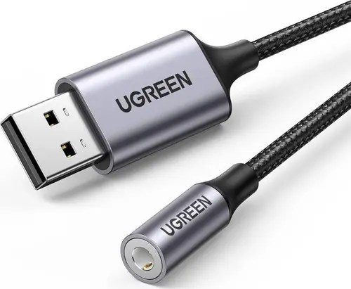 Adaptor audio Ugreen CM477, USB la Mini Jack 3.5mm, 0.25m (Gri)