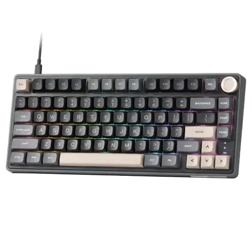 Tastatura Gaming Royal Kludge R75, Silver Switch, iluminare RGB, Wired, USB (Negru/Maro)