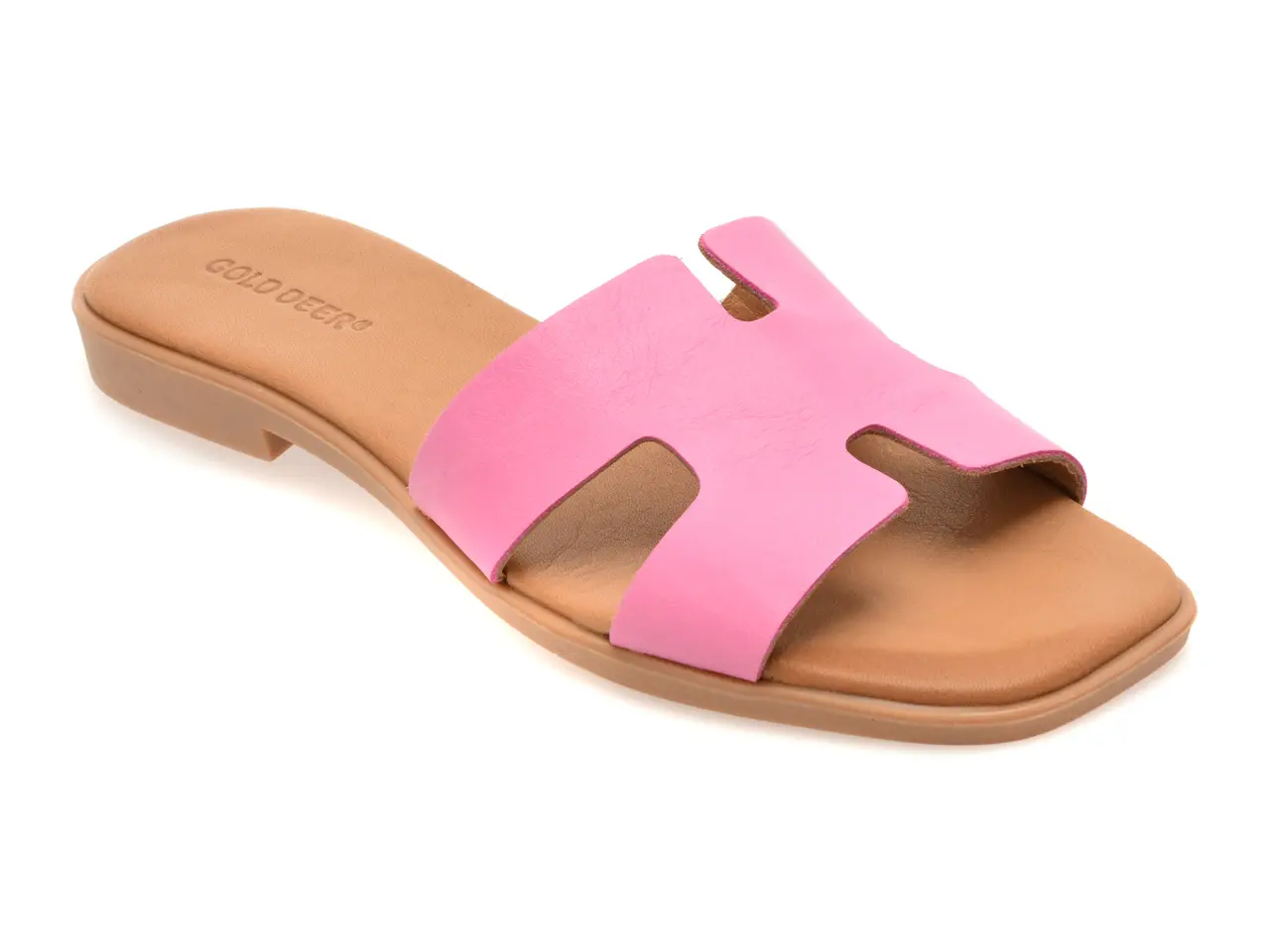 Papuci GOLD DEER fucsia, 13175, din piele naturala