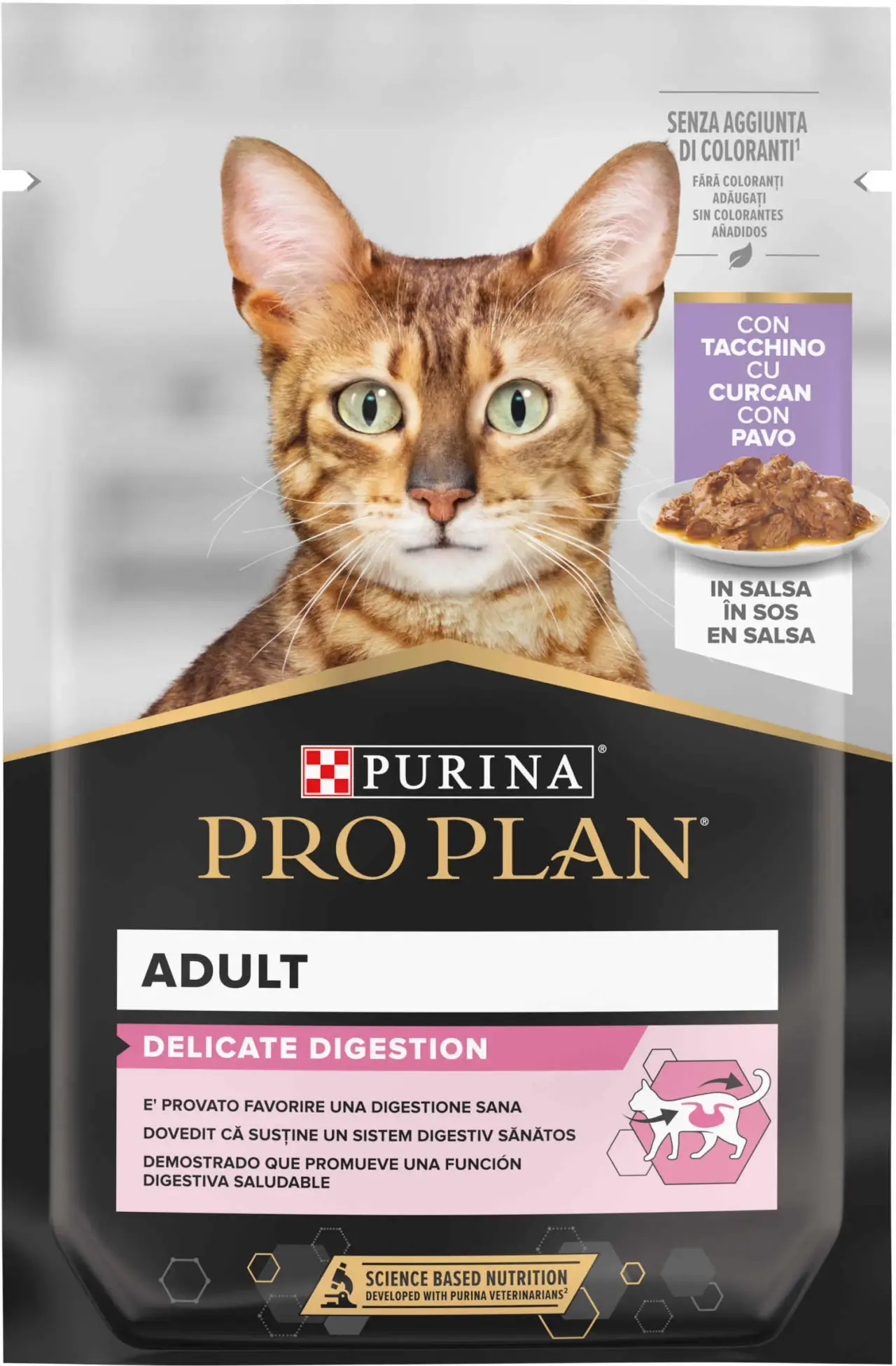 PRO PLAN Delicate - Plic hrană umedă pentru pisici, cu Curcan 85g