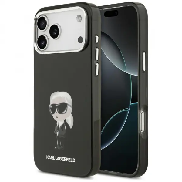 Husa MagSafe pentru Apple iPhone 17 Pro Max, Karl Lagerfeld, IML Aquarelle Karl Ikonik, Neagra